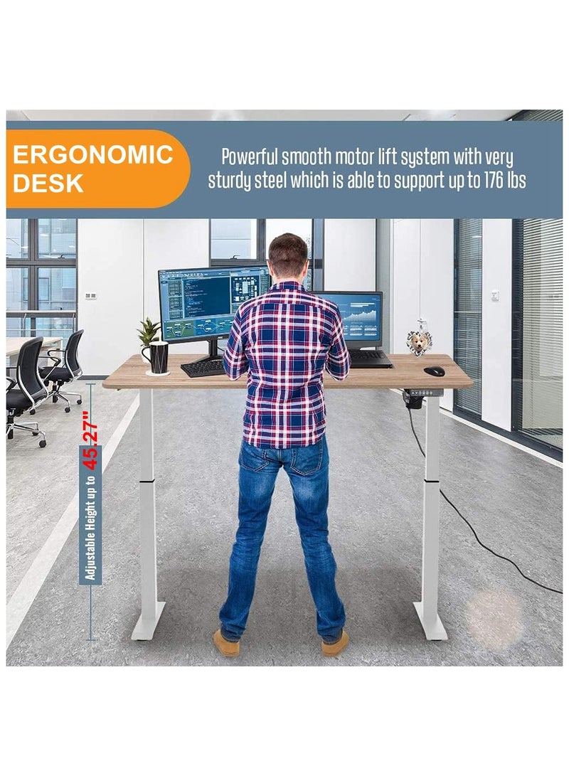 Cool Baby COOLBABY Electric Height Adjustable Standing Desk 55×27.5 Inch Stand Up Desk Workstation Office Desk Ergonomic Desk Splice Board Attached Hook - Image 3
