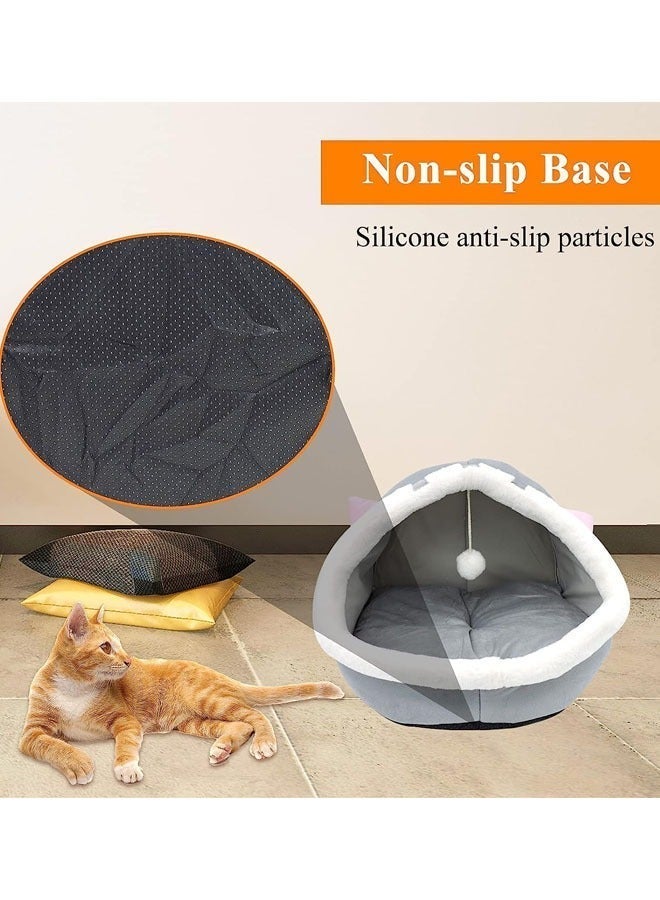 فيفيدوراد أسرة القطط للقطط الداخلية، سرير كهف للقطط شبه مغلق مع كرة قطيفة، وسادة مبطنة قابلة للإزالة والغسل، قطن لا تشوه، سرير للحيوانات الأليفة، مساحة كبيرة للقطط للنوم، بيت القطط - Image 4