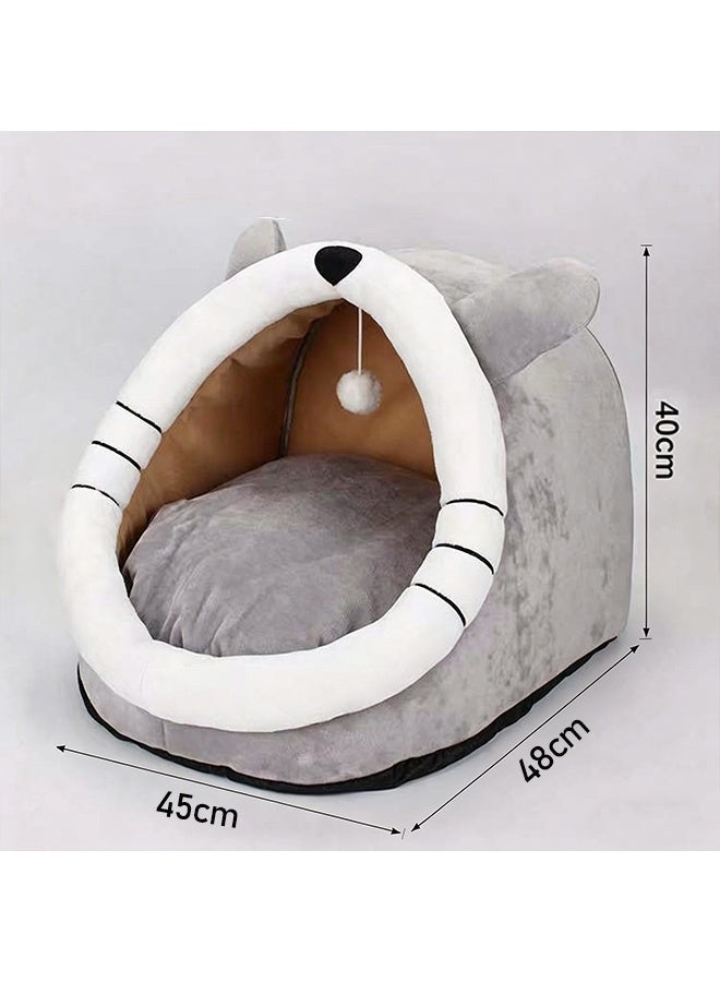 فيفيدوراد أسرة القطط للقطط الداخلية، سرير كهف للقطط شبه مغلق مع كرة قطيفة، وسادة مبطنة قابلة للإزالة والغسل، قطن لا تشوه، سرير للحيوانات الأليفة، مساحة كبيرة للقطط للنوم، بيت القطط - Image 2