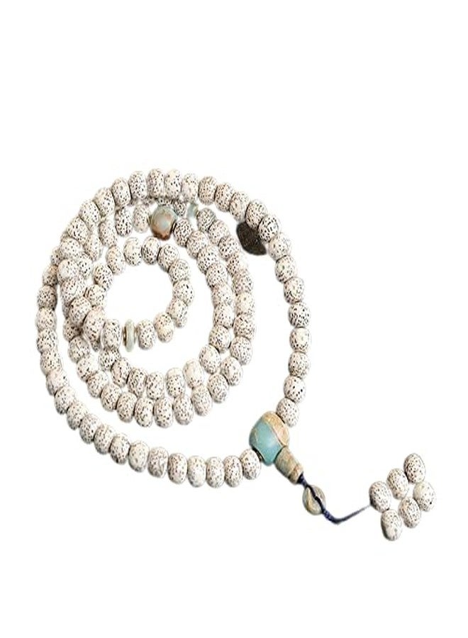 آر دي كيه قلادة RDK Lotus Seed Bodhi Mala مع شرابة، مسبحة طبيعية Jaapmala للتأمل وترديد المانترا والطقوس الدينية، مجوهرات عضوية من علم التنجيم للرجال والنساء - Image 1