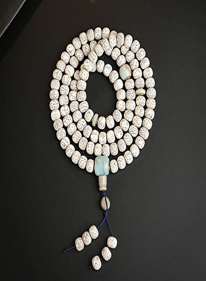 آر دي كيه قلادة RDK Lotus Seed Bodhi Mala مع شرابة، مسبحة طبيعية Jaapmala للتأمل وترديد المانترا والطقوس الدينية، مجوهرات عضوية من علم التنجيم للرجال والنساء - Image 5