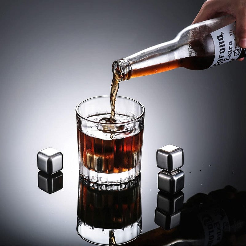 Black Sparrow Stainless Steel Ice Cubes Reusable Ice Cubes Whiskey StonesStainless Steel Whiskey Chilling RocksSuitable for Whiskey Vodka Liqueurs Wine Beverage Juice or Soda - Image 2