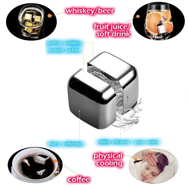Black Sparrow Stainless Steel Ice Cubes Reusable Ice Cubes Whiskey StonesStainless Steel Whiskey Chilling RocksSuitable for Whiskey Vodka Liqueurs Wine Beverage Juice or Soda - Image 4