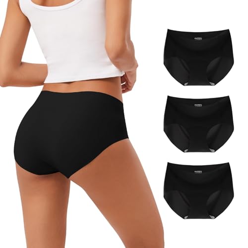 INNERSY Women's Seamless No Show Hipster Panties Invisible Light Underwear 3-Pack(3 Black,Large) - Image 1
