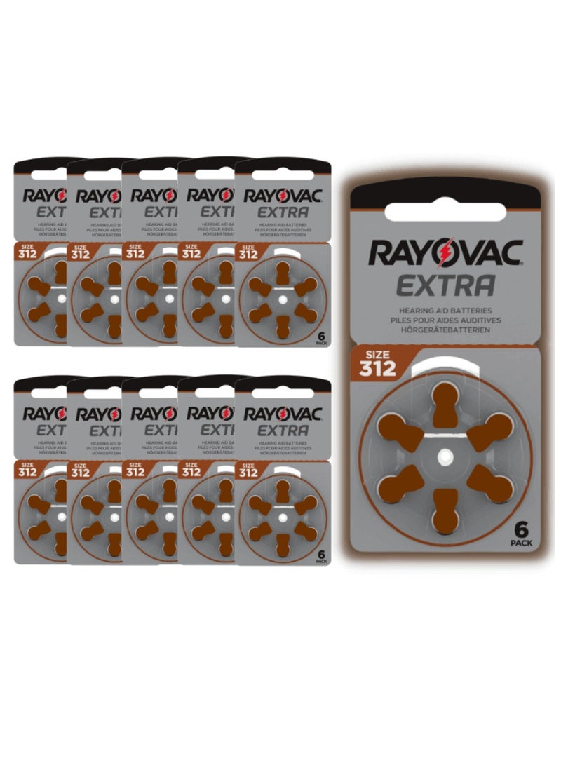 Rayovac Extra Hearing Aid (Size 312) Zinc-Air 1.45V Batteries - 60 Pieces - Image 2