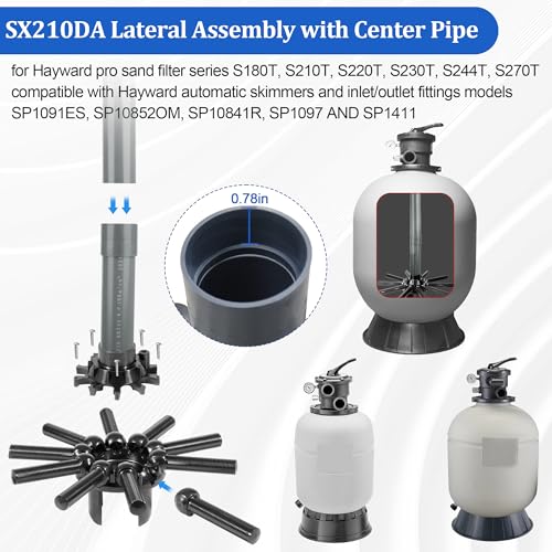 Rugam SX210DA Pool Lateral Assembly with Center Pipe Replacement for Hayward Pro Series Sand Filter and Automatic Skimmers S180T S210T S220T S230T S270T SP1091ES SP10852OM SP10841R SP1097 SP1411 - Image 3
