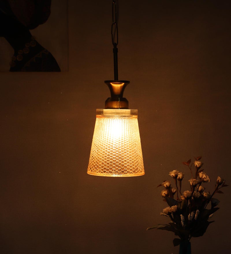 ELIANTE NovaGlow Hanging Light with E27 Holder and Gold Glass Shade | | 3 Years Warranty | Free - LED LAMP - Image 2