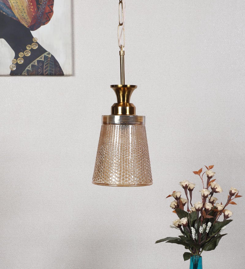 ELIANTE NovaGlow Hanging Light with E27 Holder and Gold Glass Shade | | 3 Years Warranty | Free - LED LAMP - Image 3