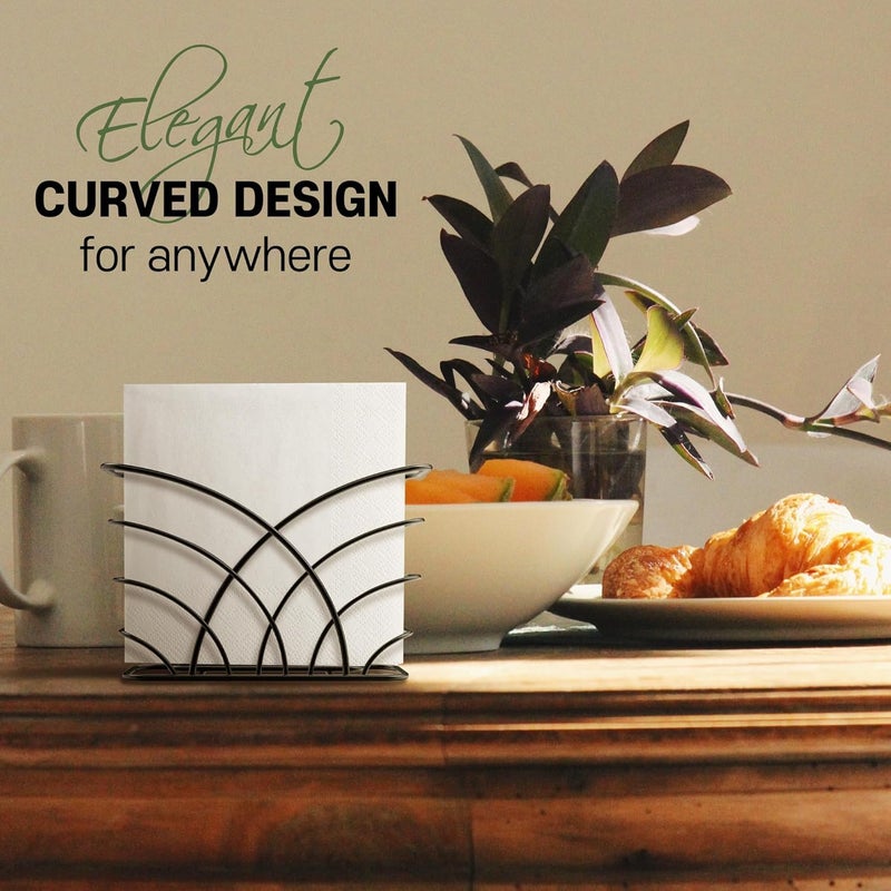 CentraLit حامل مناديل حديث لطاولة الطعام - حامل مناديل المطبخ، حامل ورق المناديل لطاولة المطبخ، ديكور المنزل، المطعم، منظم موزع المناديل للطاولات، المطبخ (أسود) - Image 4