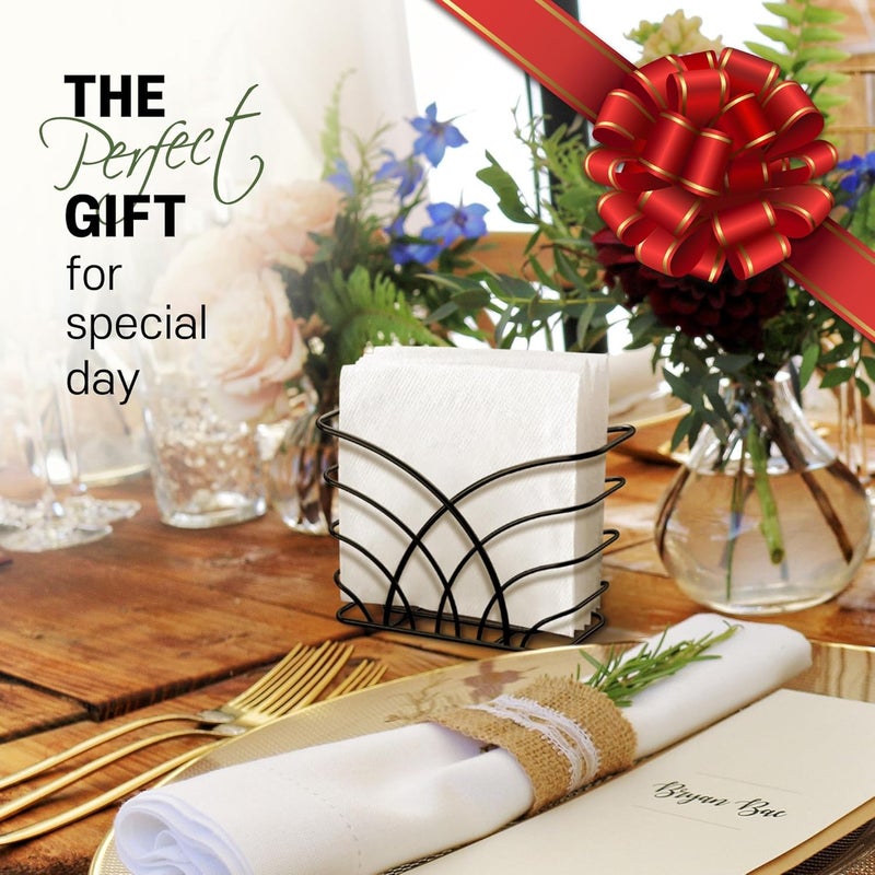 CentraLit حامل مناديل حديث لطاولة الطعام - حامل مناديل المطبخ، حامل ورق المناديل لطاولة المطبخ، ديكور المنزل، المطعم، منظم موزع المناديل للطاولات، المطبخ (أسود) - Image 2