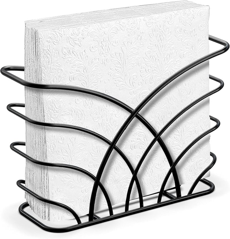 CentraLit حامل مناديل حديث لطاولة الطعام - حامل مناديل المطبخ، حامل ورق المناديل لطاولة المطبخ، ديكور المنزل، المطعم، منظم موزع المناديل للطاولات، المطبخ (أسود) - Image 1