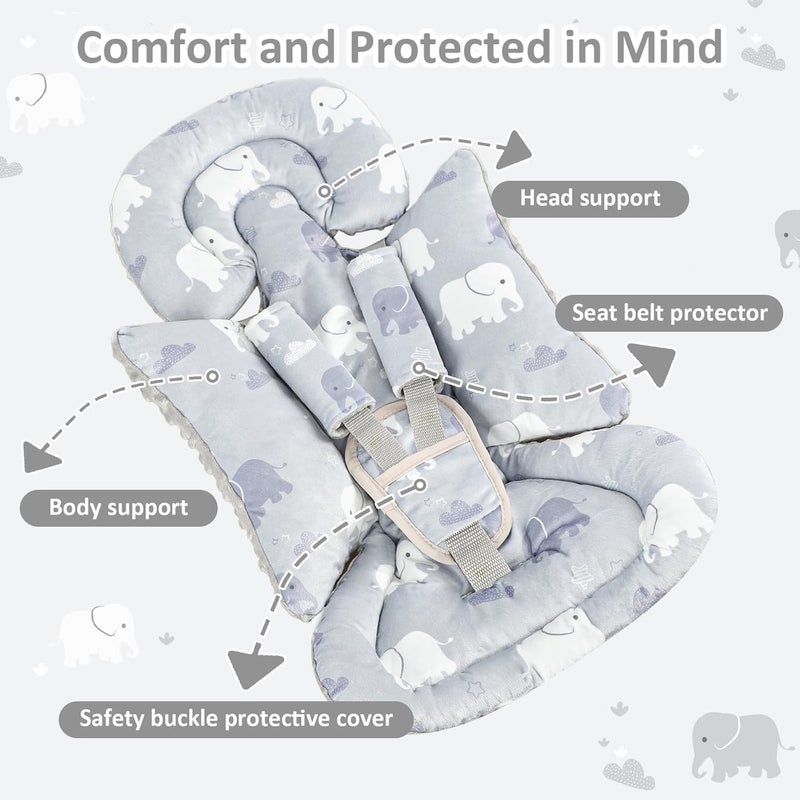 TANOFAR Car Seat Head Support Baby Infant Car Seat Insert for Newborn Girls Boys Soft Carseat Head Support for Infant Newborn Carseat Insert for Car Seats Strollers Swings Bouncer Elephant - Image 4