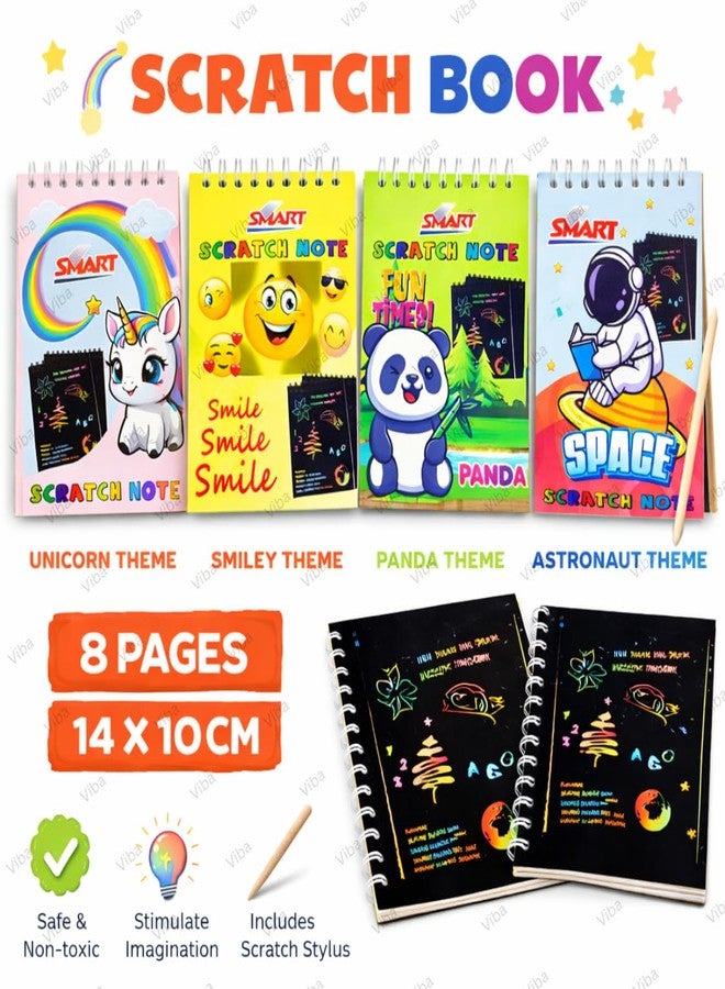 VIBA® Scratch Notebook for Kids (8 Pages, 14 x 10 cm) | Magic Scratch Art Book with Wooden Stylus | Birthday Return Gift, Party Favor & Travel Activity for Children (Pack of 3) - Image 5