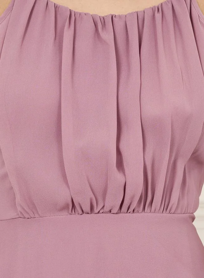 Styli Gathered Strappy A-line Maxi Dress
