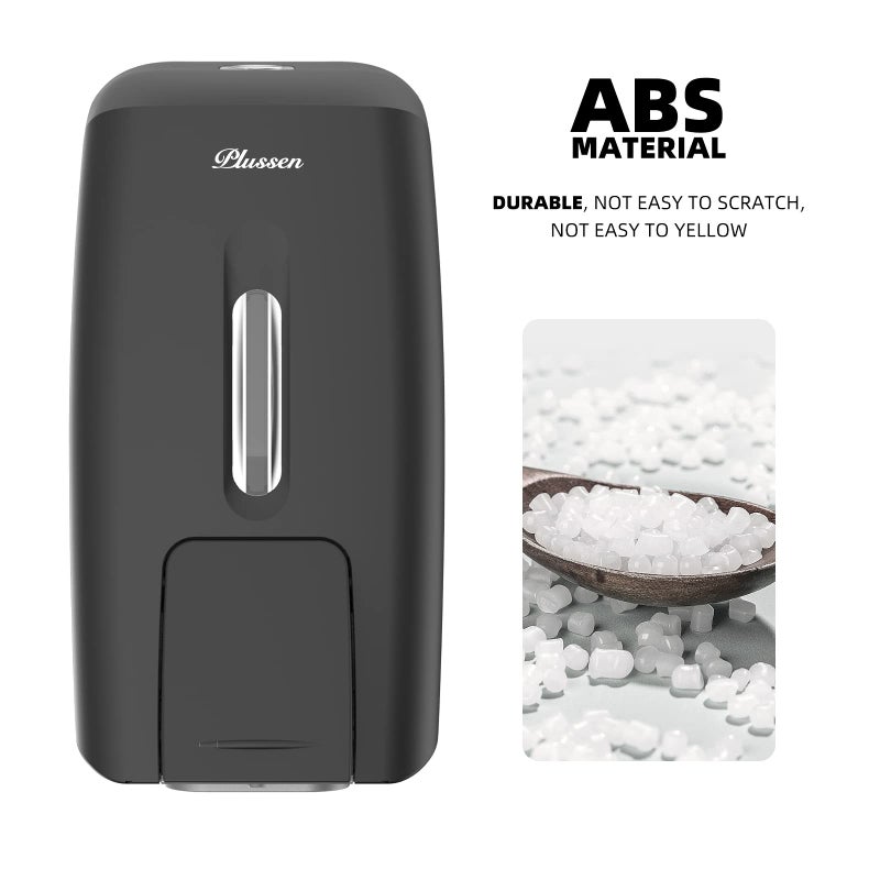 PLUSSEN Soap Dispenser Wall Mount Adhesive Commercial Soap Dispenser 800ml No Drill Hand Sanitizer Dispenser for Bathroom Support Liquid and Gel,Black-PN9088 - Image 5
