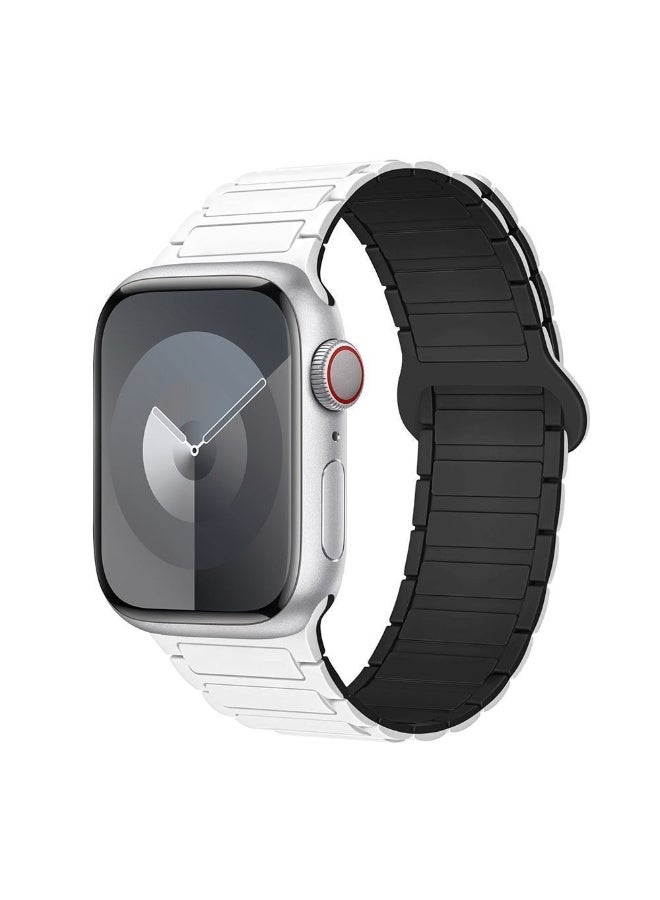 Magnetic Watch Strap for Apple Watch 44mm/45mm/46mm/49mm, Soft Silicone Replacement Quick Fit Sport band for iWatch Series 11/10/9/8/7/6/5/4, Ultra 2/Ultra 3, SE 2/SE3, White