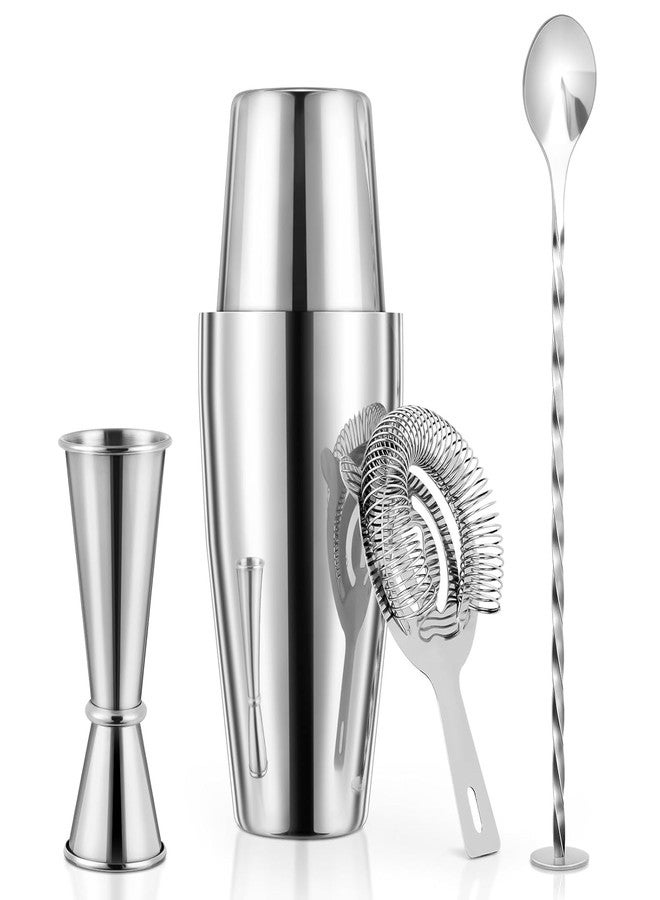 FINALITY Cocktail Shaker Set, Professional 4-Pcs Bartender Kit with Boston Shaker, Hawthorne Strainer, Double Measuring Cocktail Jigger, and 10-inch Mixing Spoon, Bartender's Choice - Image 1
