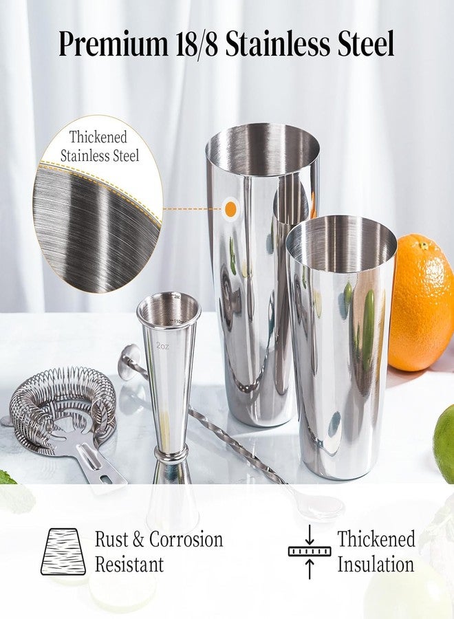 FINALITY Cocktail Shaker Set, Professional 4-Pcs Bartender Kit with Boston Shaker, Hawthorne Strainer, Double Measuring Cocktail Jigger, and 10-inch Mixing Spoon, Bartender's Choice - Image 3