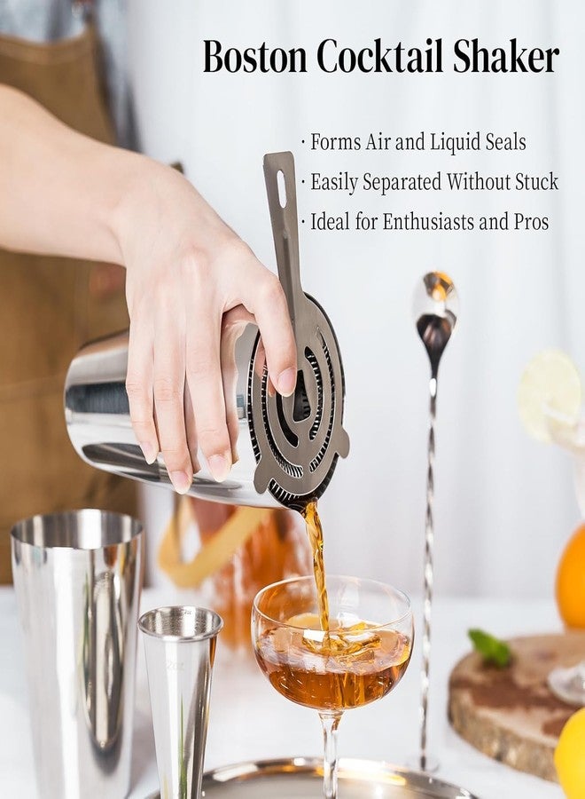 FINALITY Cocktail Shaker Set, Professional 4-Pcs Bartender Kit with Boston Shaker, Hawthorne Strainer, Double Measuring Cocktail Jigger, and 10-inch Mixing Spoon, Bartender's Choice - Image 4