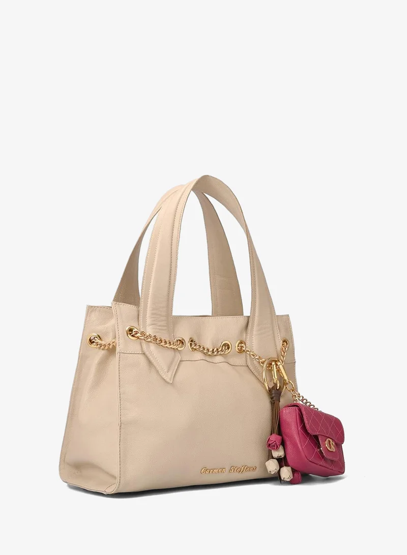 Off-white Shoulder Bag with Charm Bag