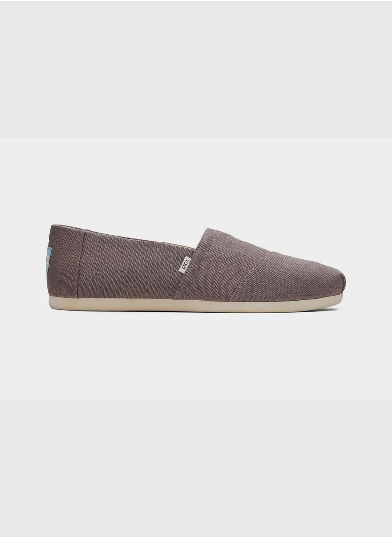 TOMS Alpargata Ash Grey Recycled Cotton Canvas Men's Slip-On Shoes