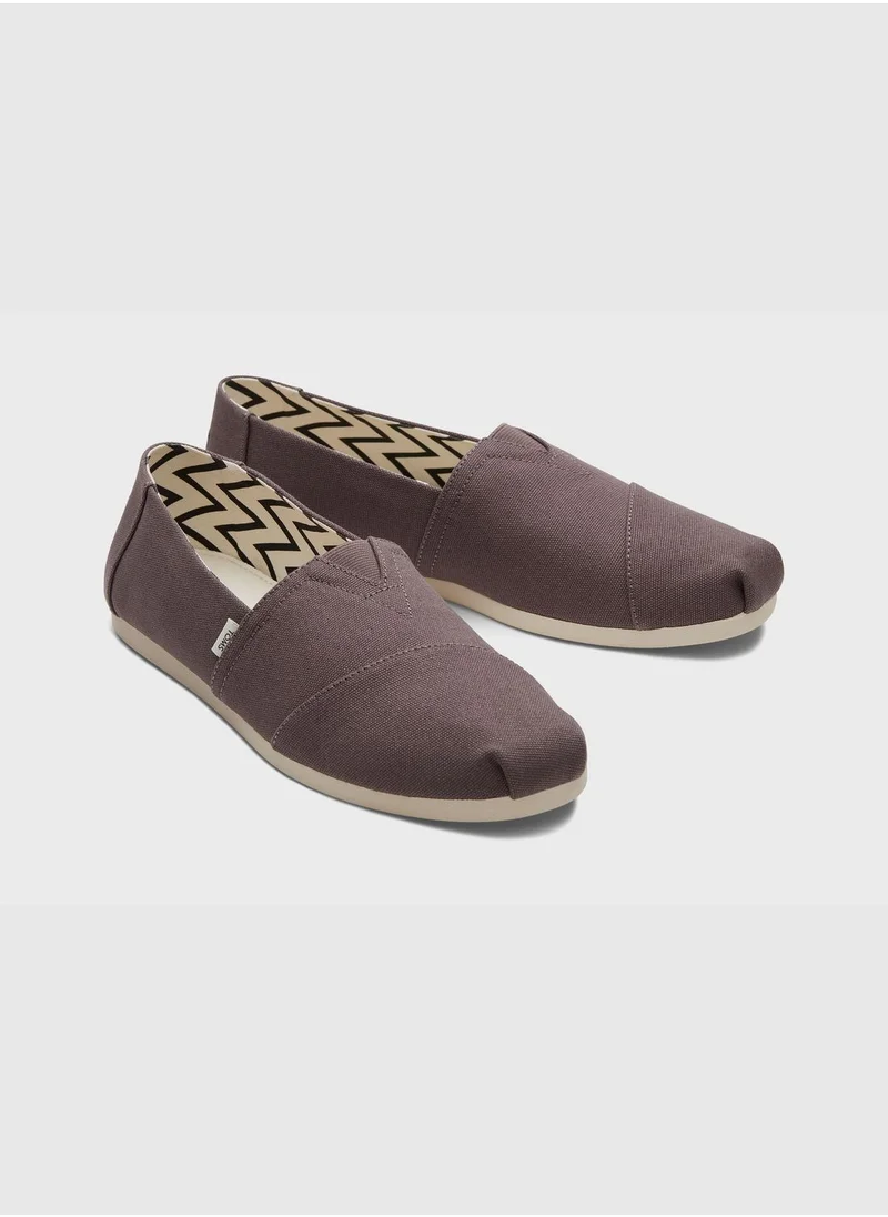 TOMS Alpargata Ash Grey Recycled Cotton Canvas Men's Slip-On Shoes