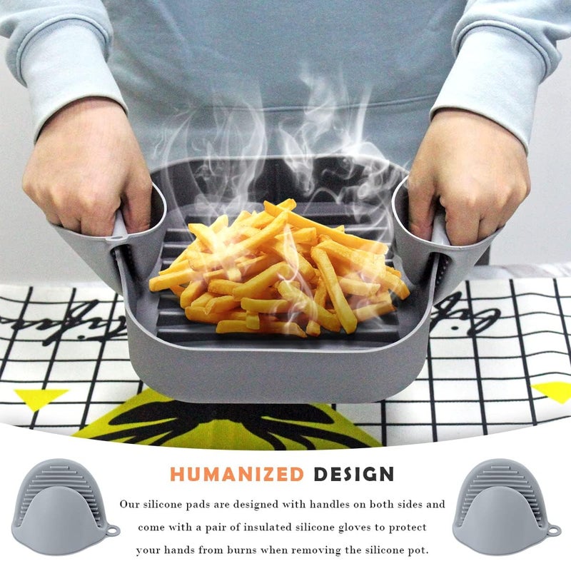 DYZEKO 2 Pcs Airfryer Silicone Pot Hot Air Fryer Reusable NonStick Mats Heat Resistant Easy Cleaning Hot Air Fryer Silicone Square for Kitchen BY DYZEKOMulticolor - Image 2