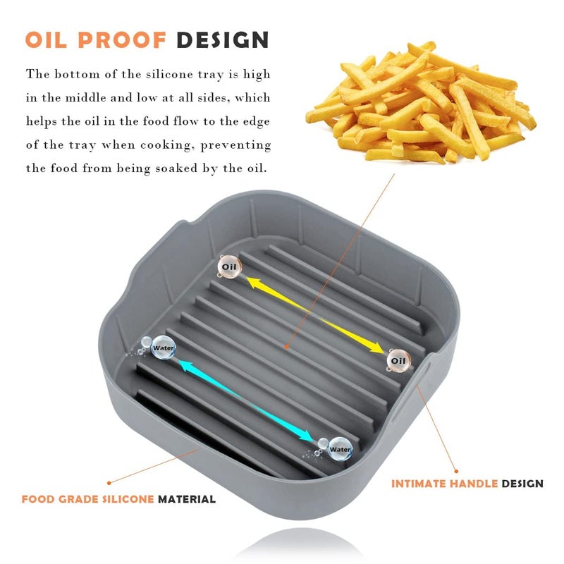 DYZEKO 2 Pcs Airfryer Silicone Pot Hot Air Fryer Reusable NonStick Mats Heat Resistant Easy Cleaning Hot Air Fryer Silicone Square for Kitchen BY DYZEKOMulticolor - Image 3