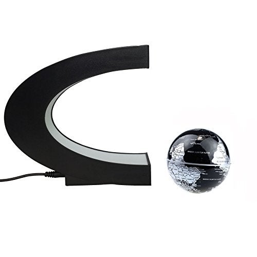Senders Floating Globe with LED Lights C Shape Magnetic Levitation Floating Globe World Map for Desk Decoration (Black-Silver) - Image 5