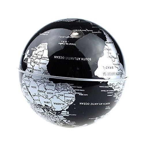 Senders Floating Globe with LED Lights C Shape Magnetic Levitation Floating Globe World Map for Desk Decoration (Black-Silver) - Image 2