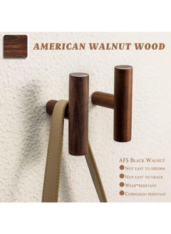 MarlaMall 4Pack Walnut Coat Hooks, Wall Mounted Pegs Wooden Organizer Hangers Vintage Single Hooks Natural Wood Hangers Rustic Wall Pegs Minimalist Hook Design for Hanging Hat, Towel, Bag, Rope  - Image 2