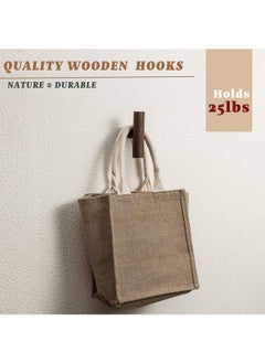 MarlaMall 4Pack Walnut Coat Hooks, Wall Mounted Pegs Wooden Organizer Hangers Vintage Single Hooks Natural Wood Hangers Rustic Wall Pegs Minimalist Hook Design for Hanging Hat, Towel, Bag, Rope  - Image 3