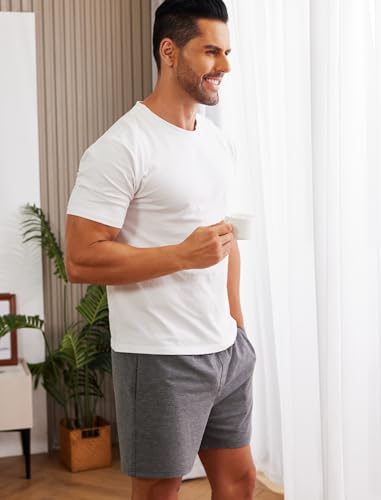 Deyeek 5.5 Inch Mens Pajama Shorts Sleep Cotton Lounge PJ Lightweight Elastic Waist Drawstring Nightwear Bottom with Pockets - Image 4