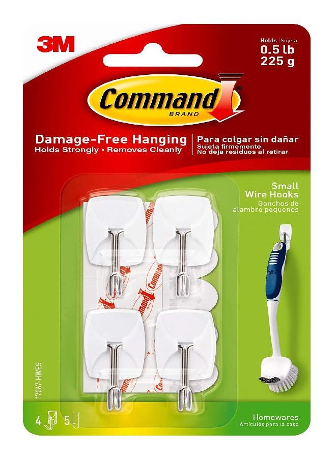 Command Small Wire Hooks, White, Holds up to 0.5 lbs, Indoor Use, 4-Hooks, 5-Strips, Organize Damage-Free - pzsku/ZBF64DE24820771270030Z/45/_/1692953008/9f610b0d-1660-4d34-8716-65818fb111a8