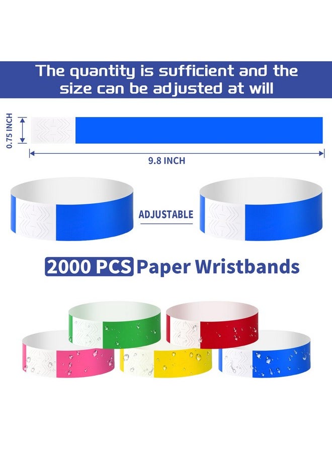 ZSMKJIAYE 2000 Pcs Paper Wristbands For Events Waterproof Neon Colored Wrist Bands Concert Identification Wristbands Hand Bands For Events Adhesive Wristbands For Party (Color)  - Image 2