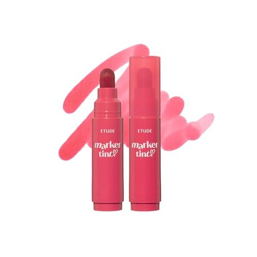 ETUDE Dear Darling Marker Tint #8 Cherry Punch (5g) | Hydrating & Long Lasting Lip Stain | High Pigmented Lip Maker with Easy Drawing Tip | Korean Daily Lip Tint, Korean Makeup, Kbeauty - Image 1