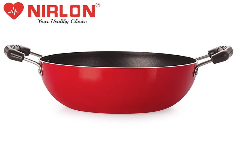 Nirlon NIRLON Aluminium Cooking Non-Stick Gas Stove Compatible Bottom Deep Fry Kadhai 18.5Cm - 1.2 Ltr[3Mm_Kd_10],Red - Image 4