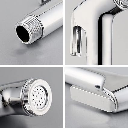 METWIN ABS Shattaf Handheld Health Faucet Set Toilet Wash Bidet Jet Spray Gun Shower Head Chrome Plated Pack of 2 - Image 2