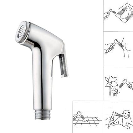 METWIN ABS Shattaf Handheld Health Faucet Set Toilet Wash Bidet Jet Spray Gun Shower Head Chrome Plated Pack of 2 - Image 3