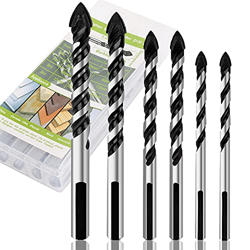 Mgtgbao 6PCS Ceramic Tile Drill Bits, Mgtgbao Masonry Drill Bits Set for Glass, Brick, Tile, Concrete, Plastic and Wood Tungsten Carbide Tip for Wall Mirror and Ceramic Tile with Size (6mm-12mm). - Image 1