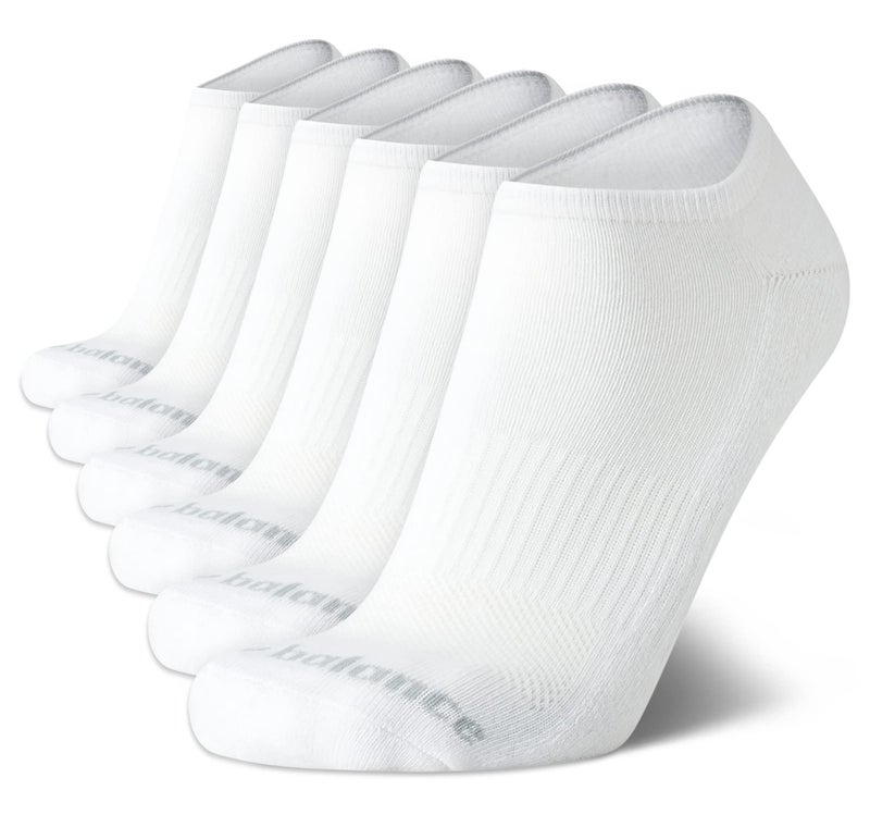New Balance Men's Low Cut Socks - 6 Pack Moisture Control Comfort Stretch No Show Socks - Active Socks for Men (Size: 6-12.5), Size 6-12.5, White - Image 1