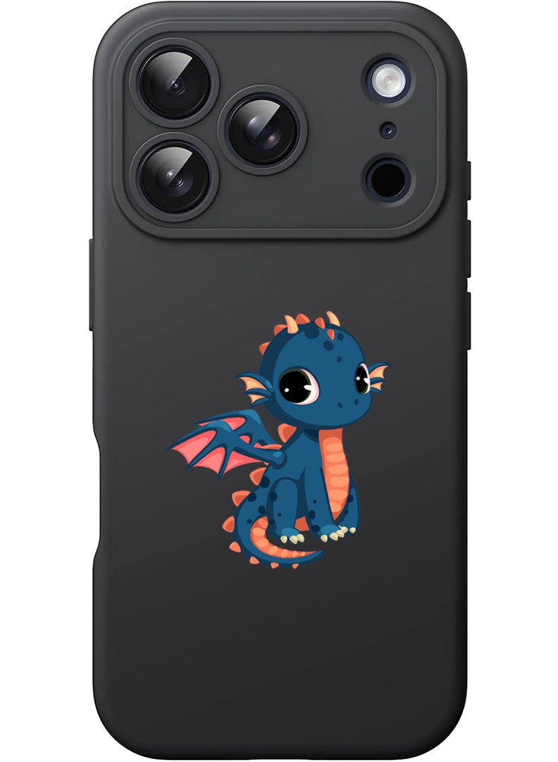 Theodor Protective Slim Fit Case Liquid Silicone Cover with Full Body Protection Anti-Scratch Shockproof Case For Apple iPhone 17 Pro (Black) dragon - Image 1