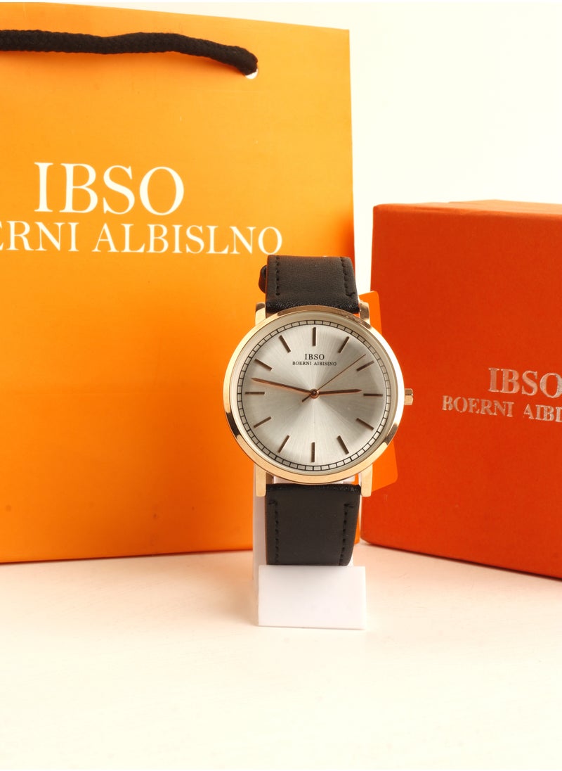IBSO - Ipso watch, Japanese machine, black leather strap - Image 1