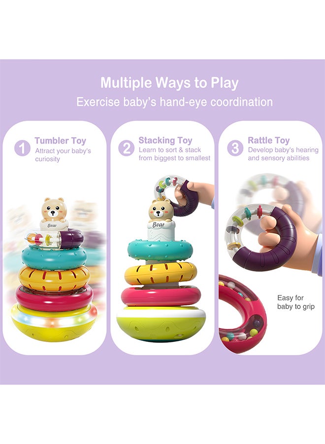 COGNIKIDS ألعاب حلقات متداخلة للأطفال - كوب موسيقي مضيء مع 4 حلقات ملونة دوارة | لعبة حسية مونتيسوري للأطفال من 6 أشهر فما فوق | تطوير المهارات الحركية | تعمل ببطاريات 3xAA - Image 4