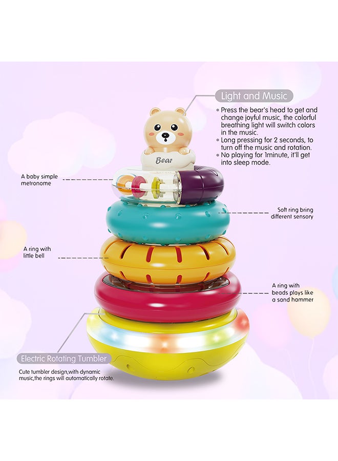 COGNIKIDS ألعاب حلقات متداخلة للأطفال - كوب موسيقي مضيء مع 4 حلقات ملونة دوارة | لعبة حسية مونتيسوري للأطفال من 6 أشهر فما فوق | تطوير المهارات الحركية | تعمل ببطاريات 3xAA - Image 5