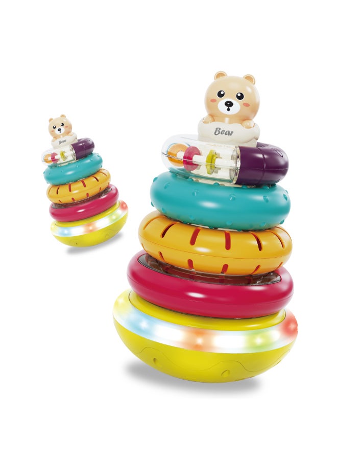 COGNIKIDS ألعاب حلقات متداخلة للأطفال - كوب موسيقي مضيء مع 4 حلقات ملونة دوارة | لعبة حسية مونتيسوري للأطفال من 6 أشهر فما فوق | تطوير المهارات الحركية | تعمل ببطاريات 3xAA - Image 1