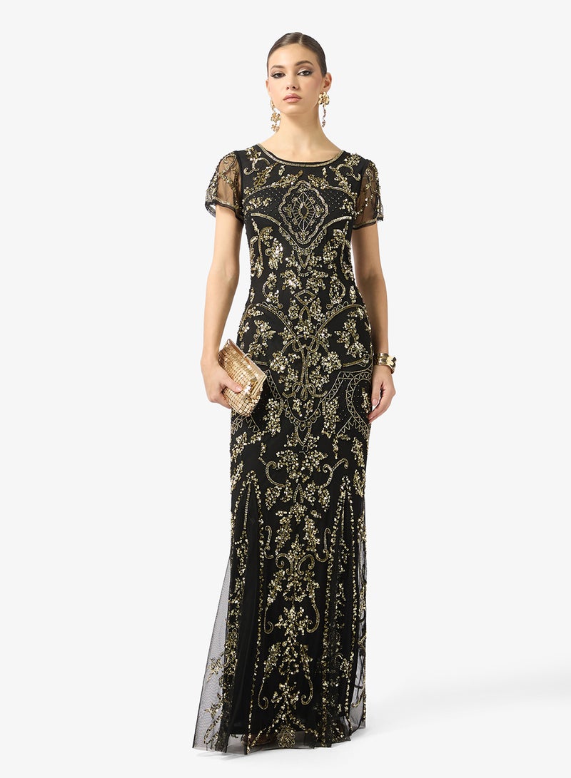 Amelia Rose crew neck sequin maxi dress - Image 4