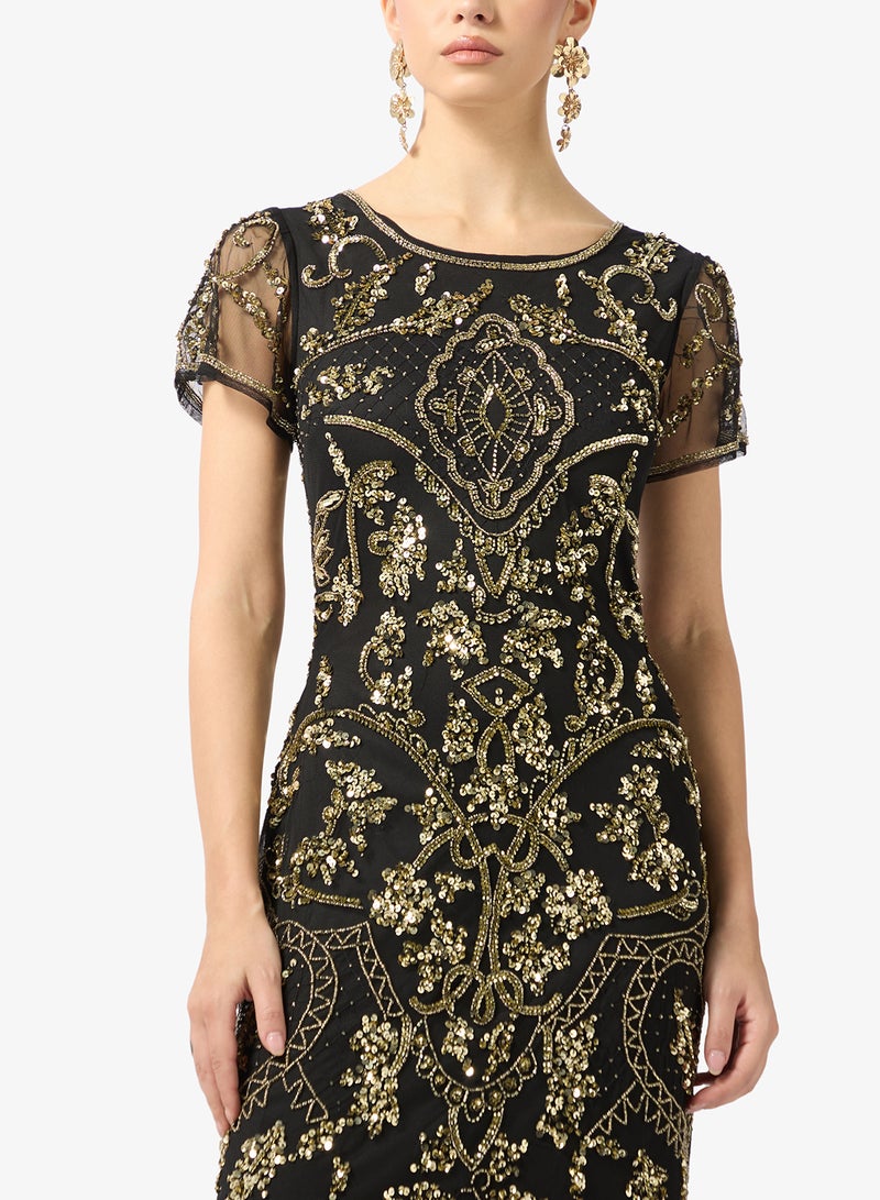 Amelia Rose crew neck sequin maxi dress - Image 3