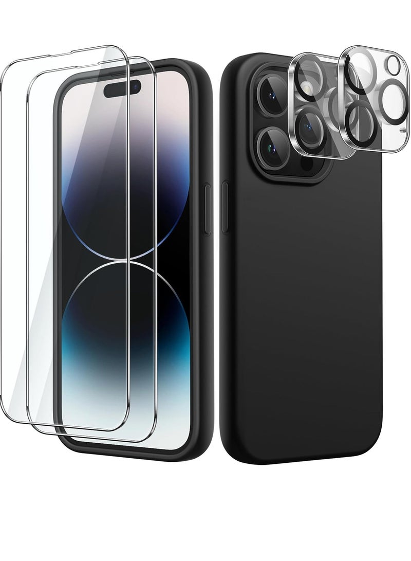 ELTRAZONE "5-in-1 iPhone 14 Pro Max (6.7-Inch) Black Silicone Case - With 2 Screen Protectors & 2 Camera Lens Protectors" - Image 1