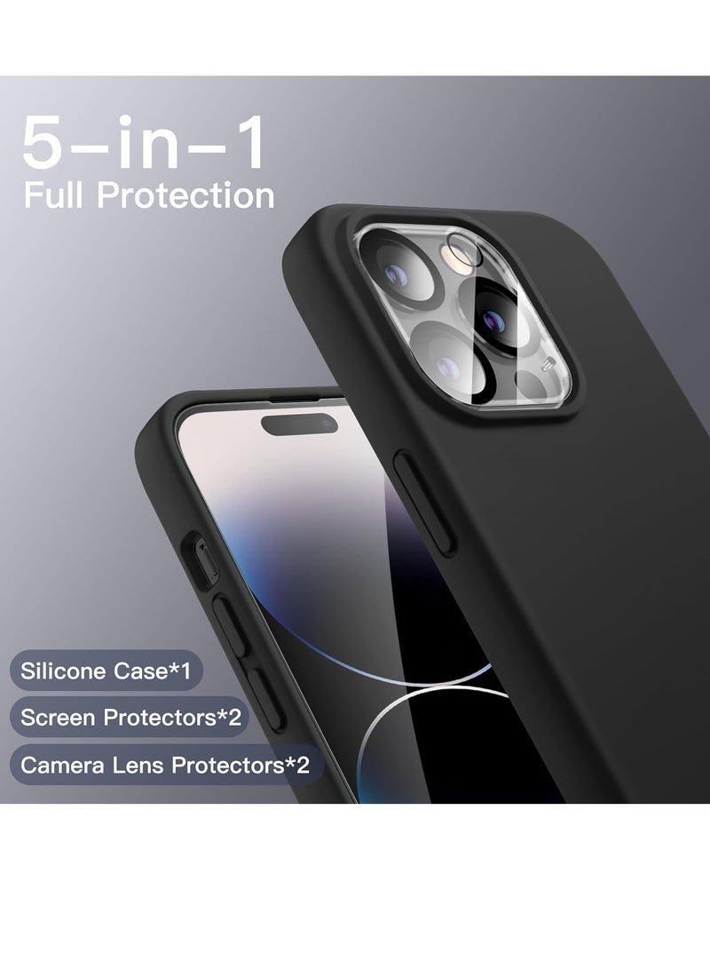 ELTRAZONE "5-in-1 iPhone 14 Pro Max (6.7-Inch) Black Silicone Case - With 2 Screen Protectors & 2 Camera Lens Protectors" - Image 3